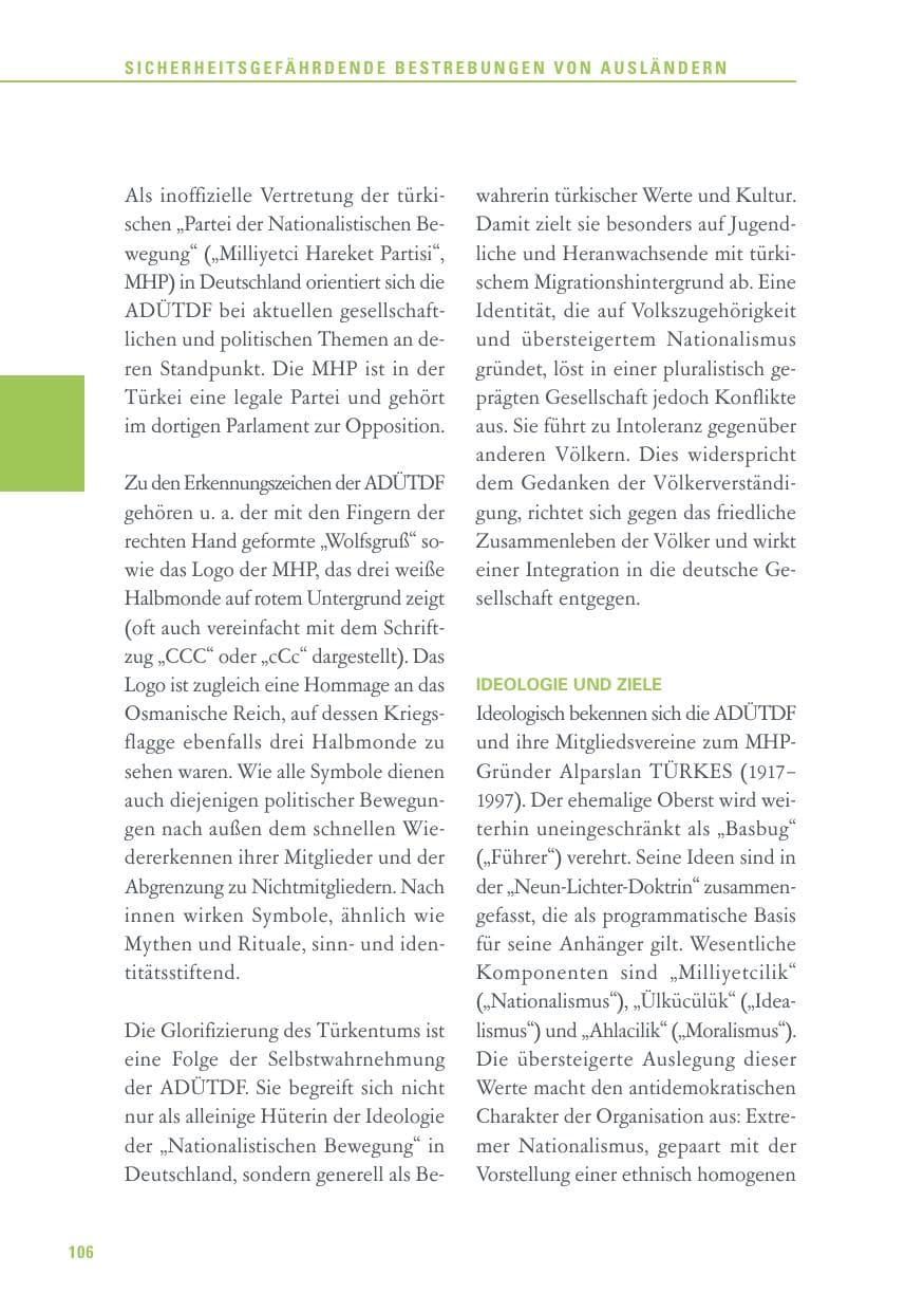 Seite 106 des Verfassungsschutzbericht 2017 Baden-Württemberg