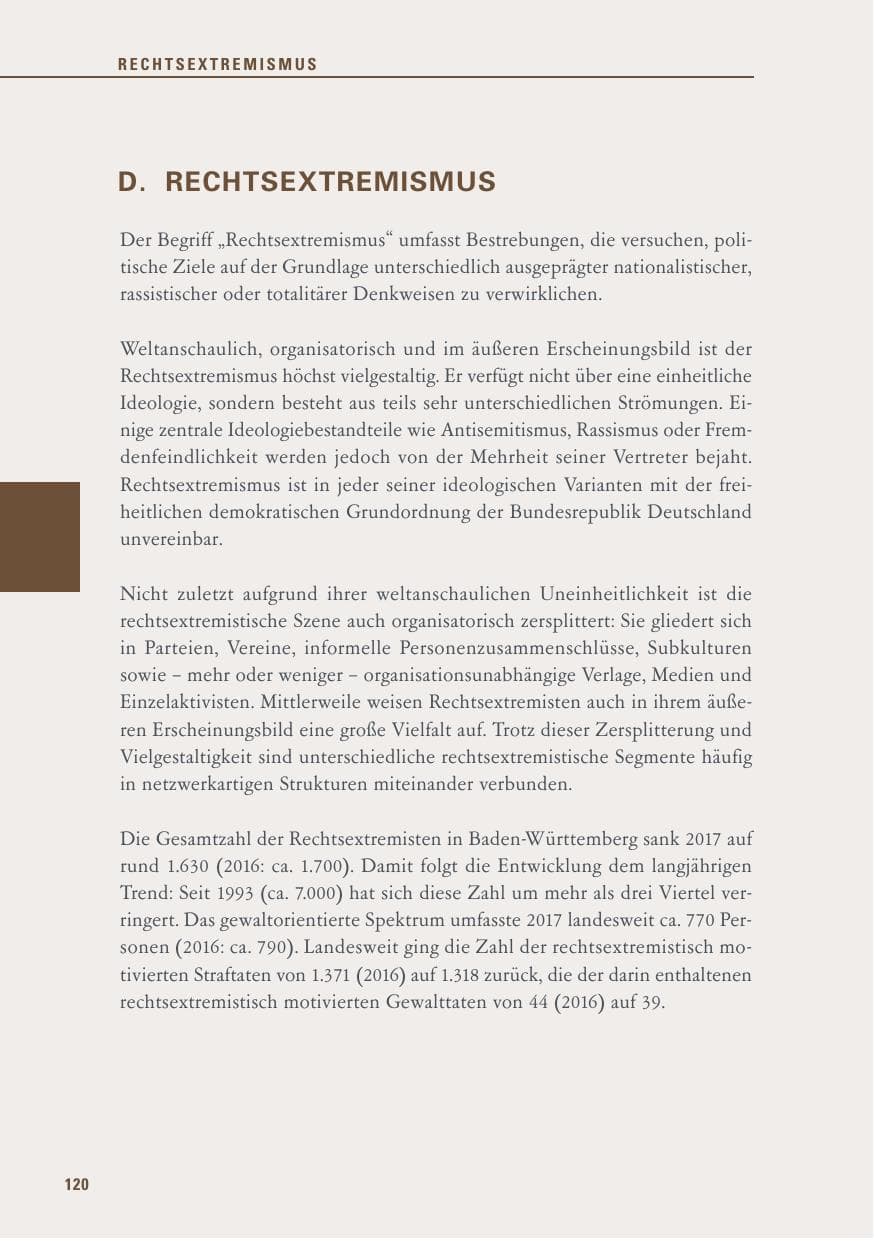Seite 120 des Verfassungsschutzbericht 2017 Baden-Württemberg