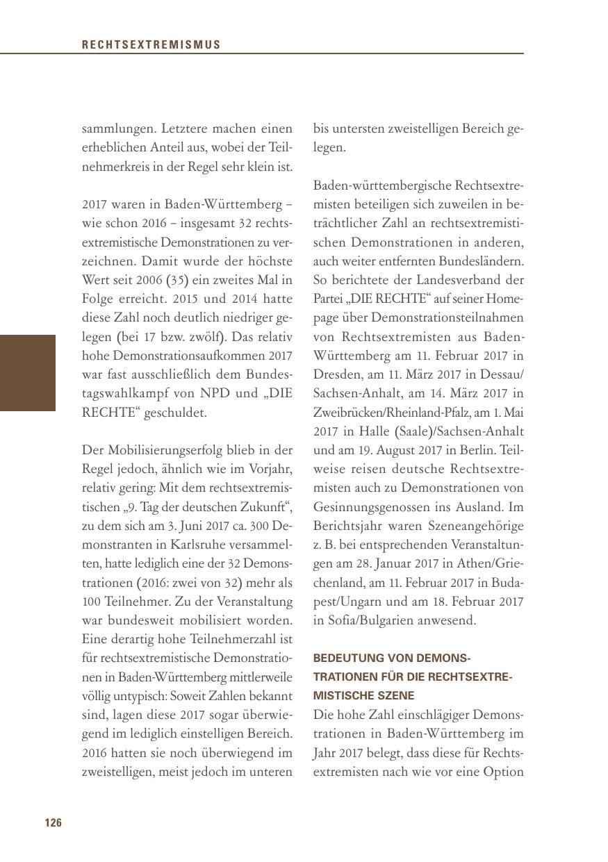 Seite 126 des Verfassungsschutzbericht 2017 Baden-Württemberg