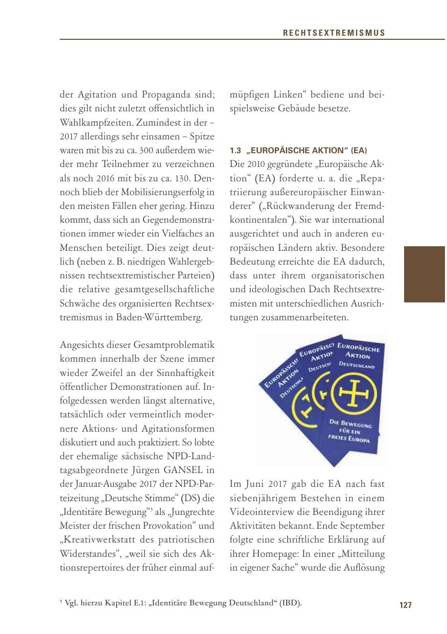 Seite 127 des Verfassungsschutzbericht 2017 Baden-Württemberg