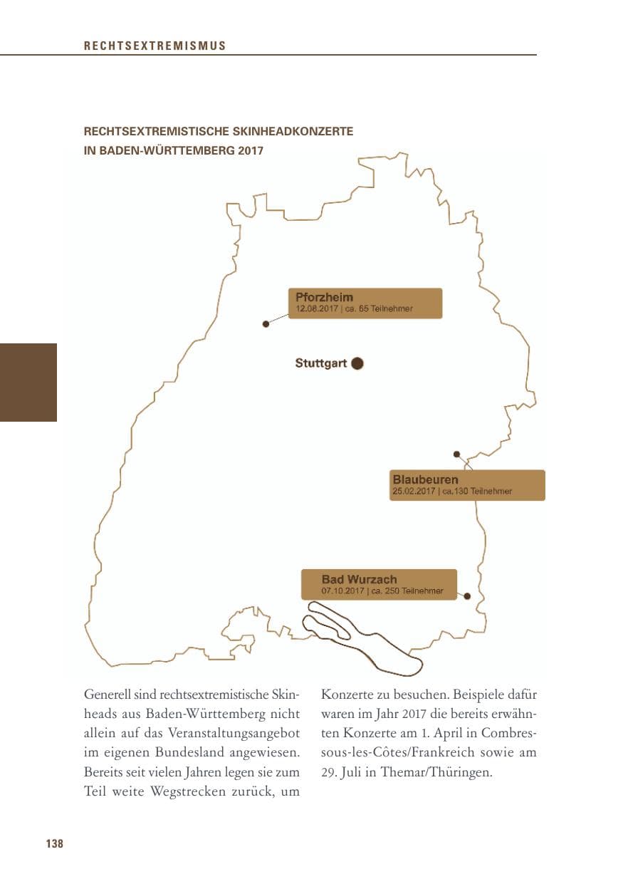 Seite 138 des Verfassungsschutzbericht 2017 Baden-Württemberg
