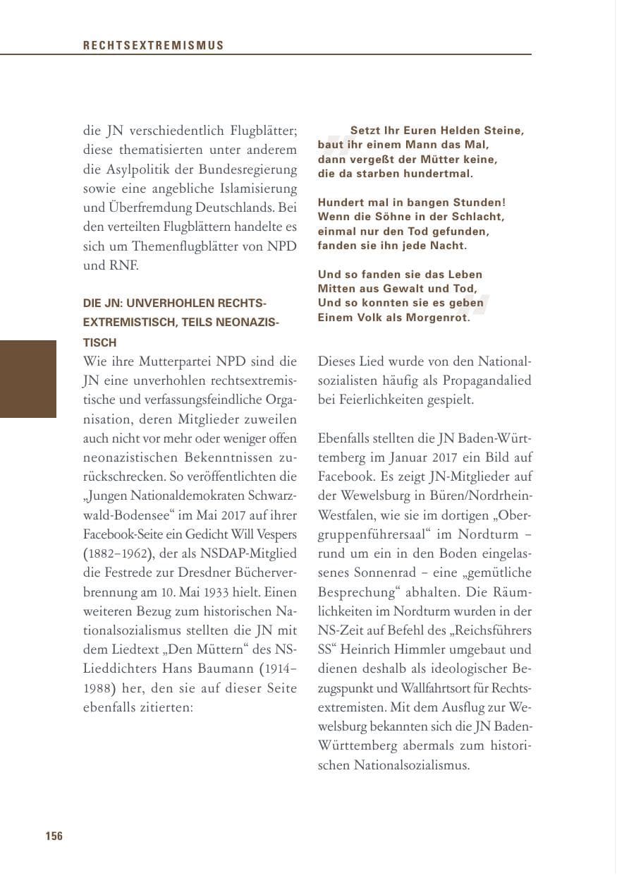 Seite 156 des Verfassungsschutzbericht 2017 Baden-Württemberg