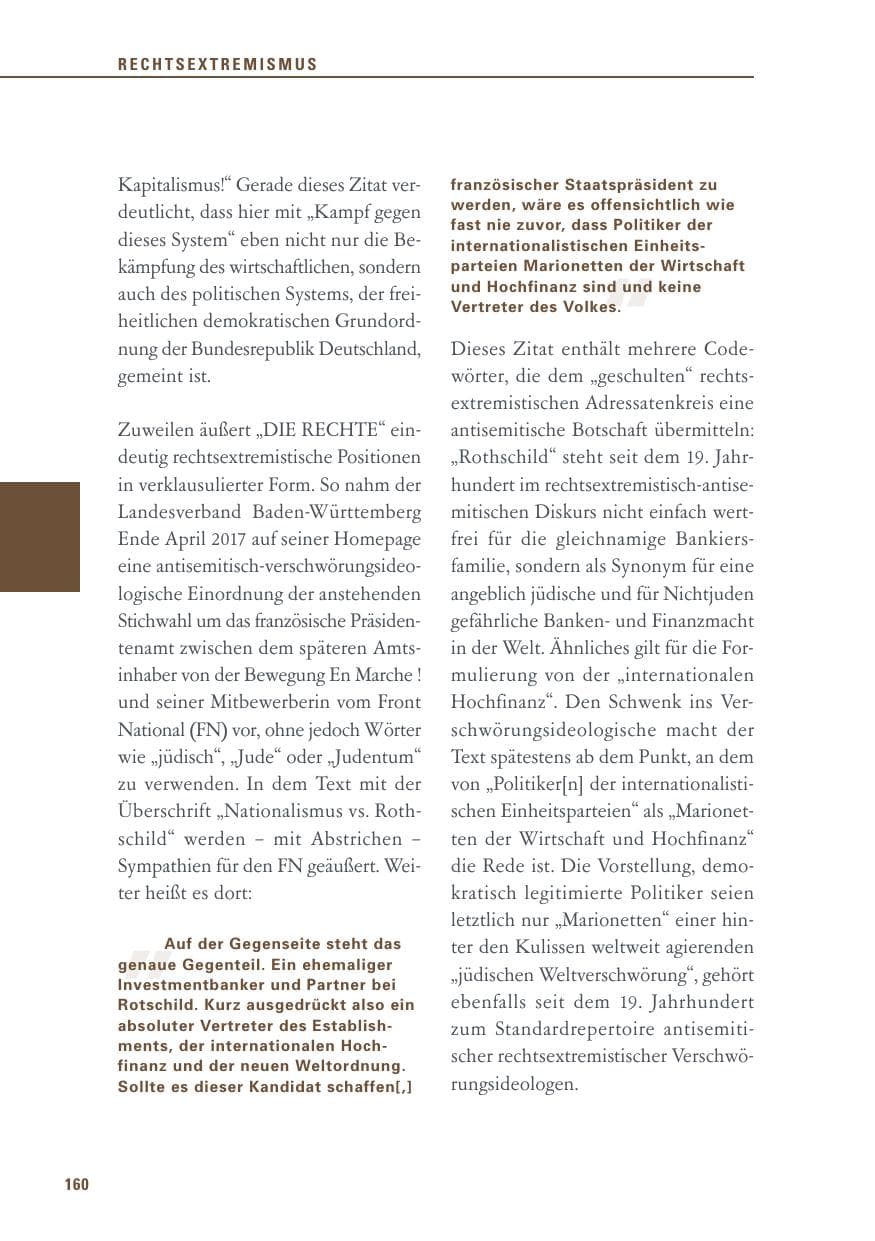 Seite 160 des Verfassungsschutzbericht 2017 Baden-Württemberg