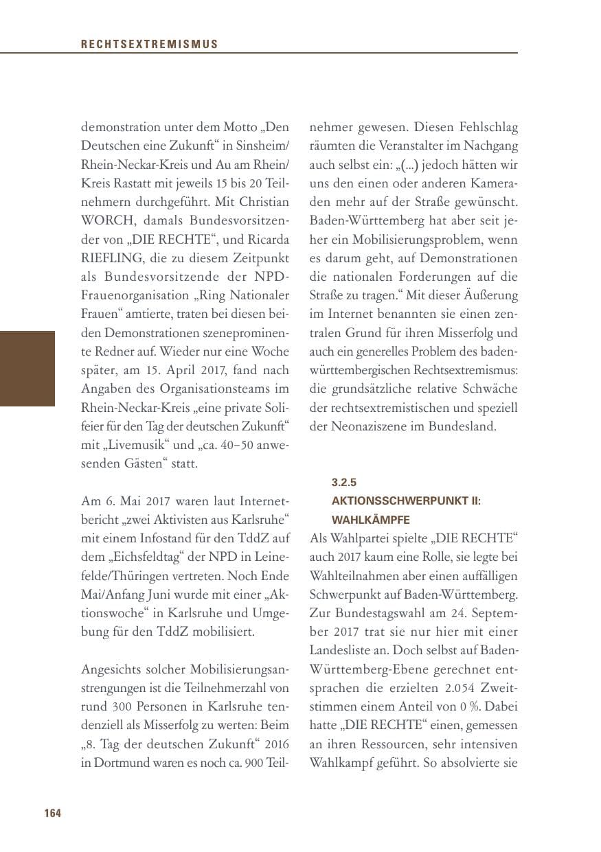 Seite 164 des Verfassungsschutzbericht 2017 Baden-Württemberg