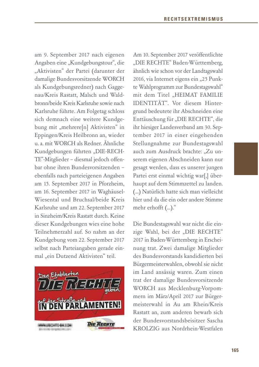 Seite 165 des Verfassungsschutzbericht 2017 Baden-Württemberg