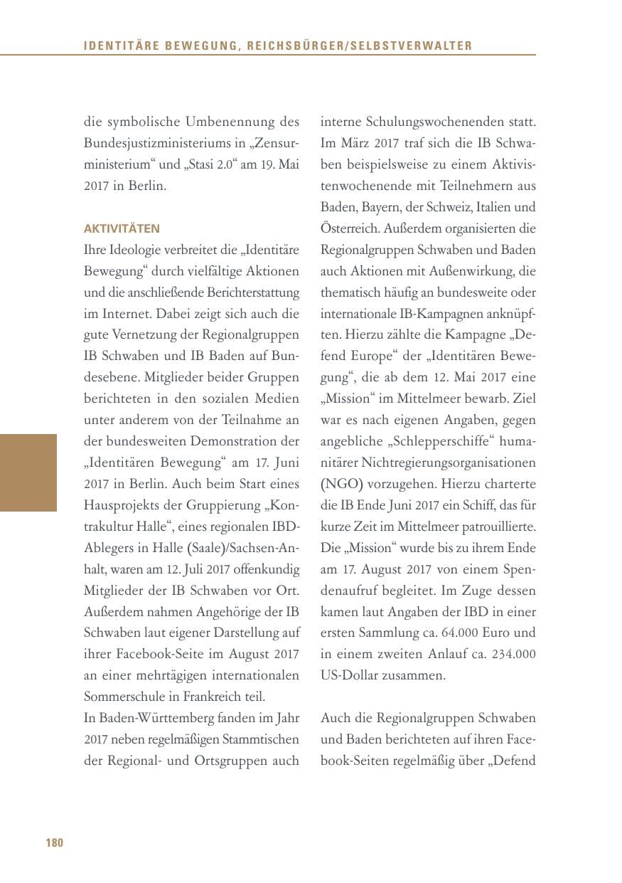 Seite 180 des Verfassungsschutzbericht 2017 Baden-Württemberg