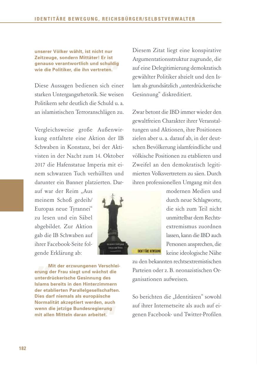 Seite 182 des Verfassungsschutzbericht 2017 Baden-Württemberg