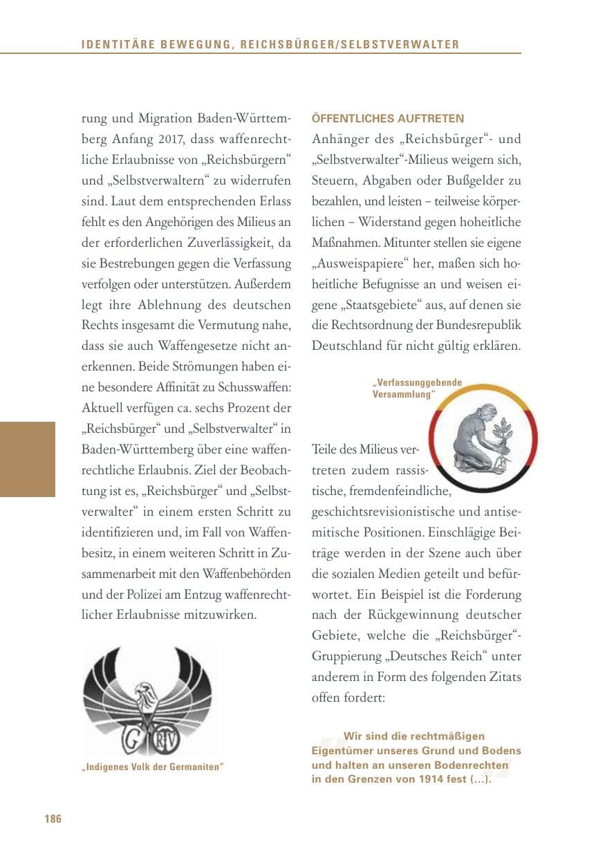 Seite 186 des Verfassungsschutzbericht 2017 Baden-Württemberg