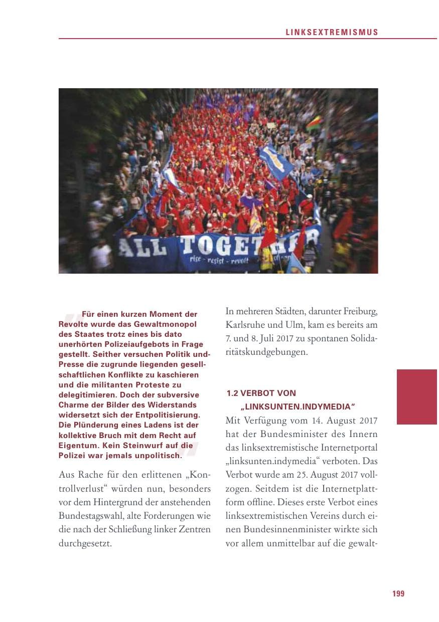 Seite 199 des Verfassungsschutzbericht 2017 Baden-Württemberg