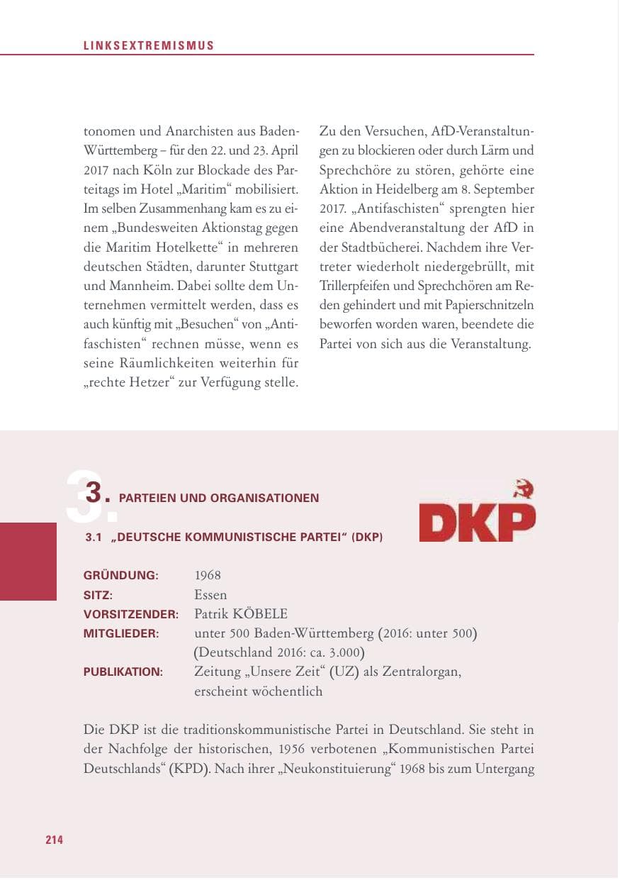 Seite 214 des Verfassungsschutzbericht 2017 Baden-Württemberg