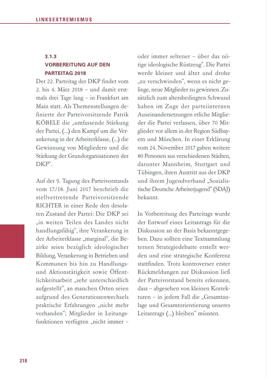 Seite 218 des Verfassungsschutzbericht 2017 Baden-Württemberg
