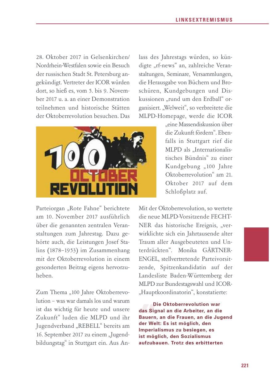 Seite 221 des Verfassungsschutzbericht 2017 Baden-Württemberg
