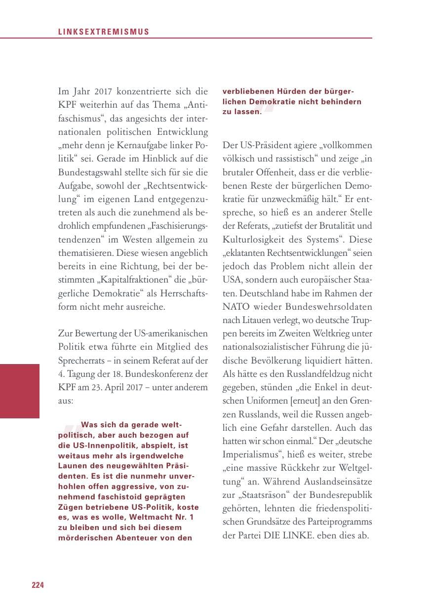 Seite 224 des Verfassungsschutzbericht 2017 Baden-Württemberg