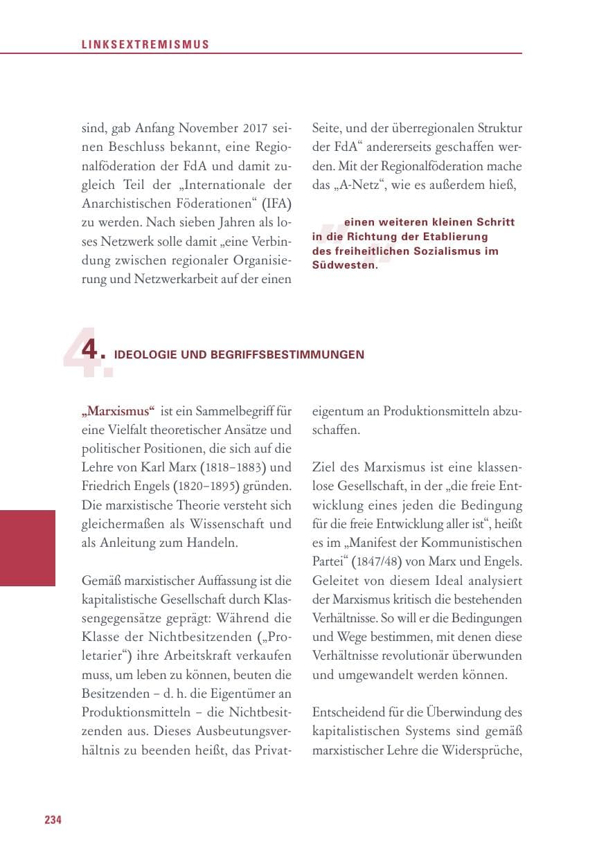 Seite 234 des Verfassungsschutzbericht 2017 Baden-Württemberg