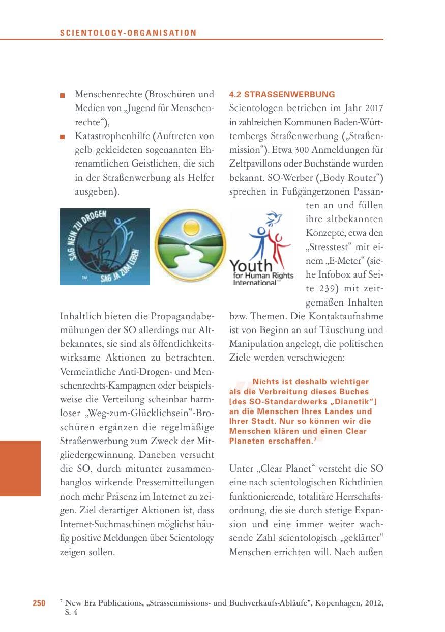Seite 250 des Verfassungsschutzbericht 2017 Baden-Württemberg
