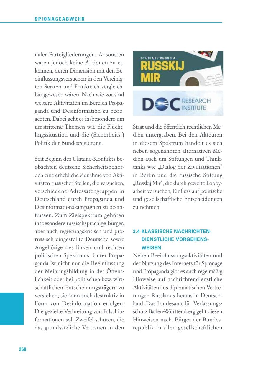 Seite 268 des Verfassungsschutzbericht 2017 Baden-Württemberg