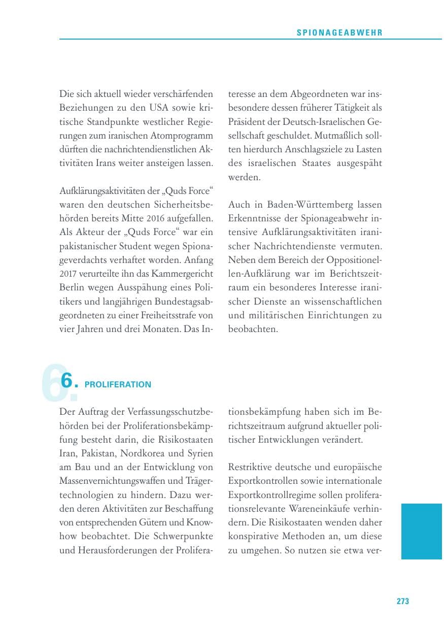 Seite 273 des Verfassungsschutzbericht 2017 Baden-Württemberg