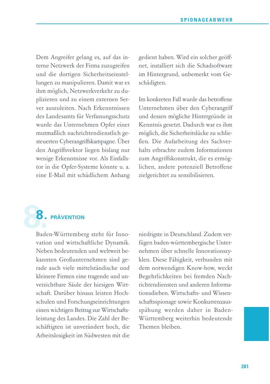 Seite 281 des Verfassungsschutzbericht 2017 Baden-Württemberg