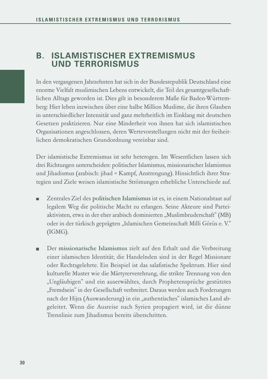 Seite 30 des Verfassungsschutzbericht 2017 Baden-Württemberg