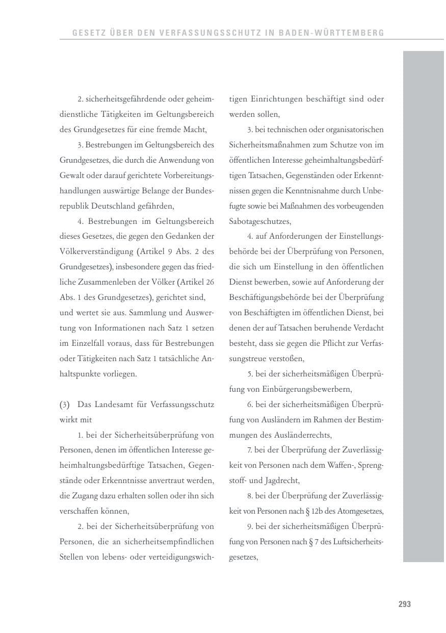 Seite 293 des Verfassungsschutzbericht 2017 Baden-Württemberg