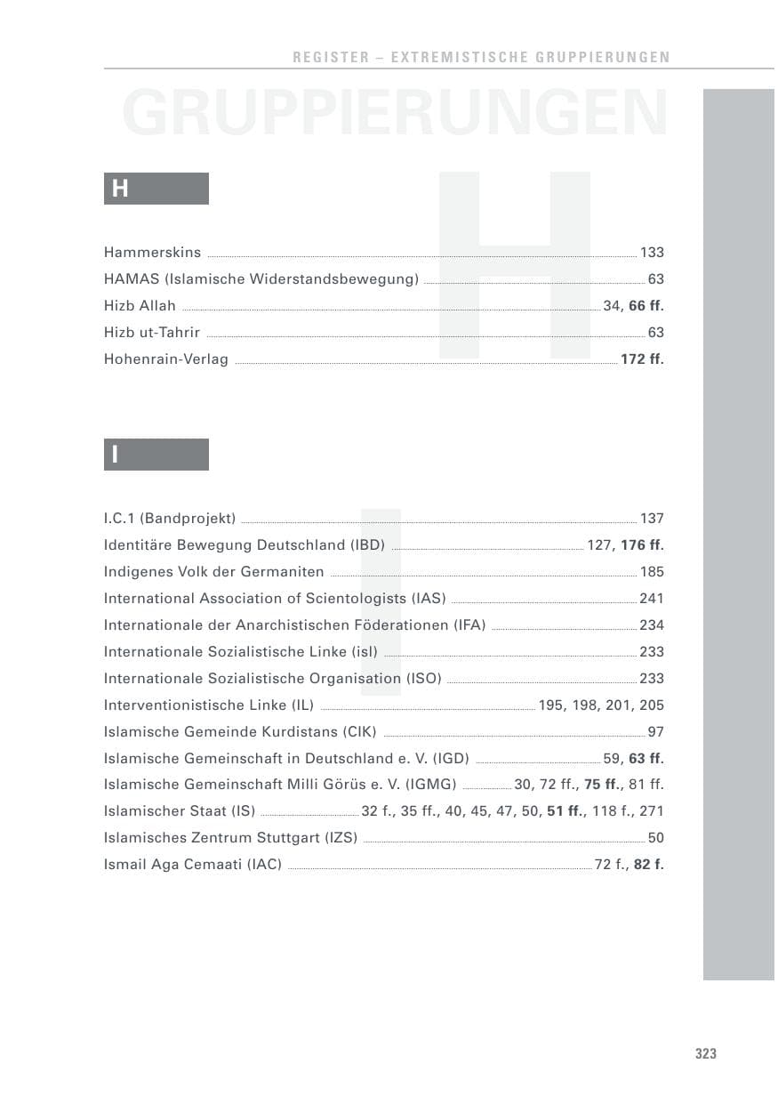 Seite 323 des Verfassungsschutzbericht 2017 Baden-Württemberg
