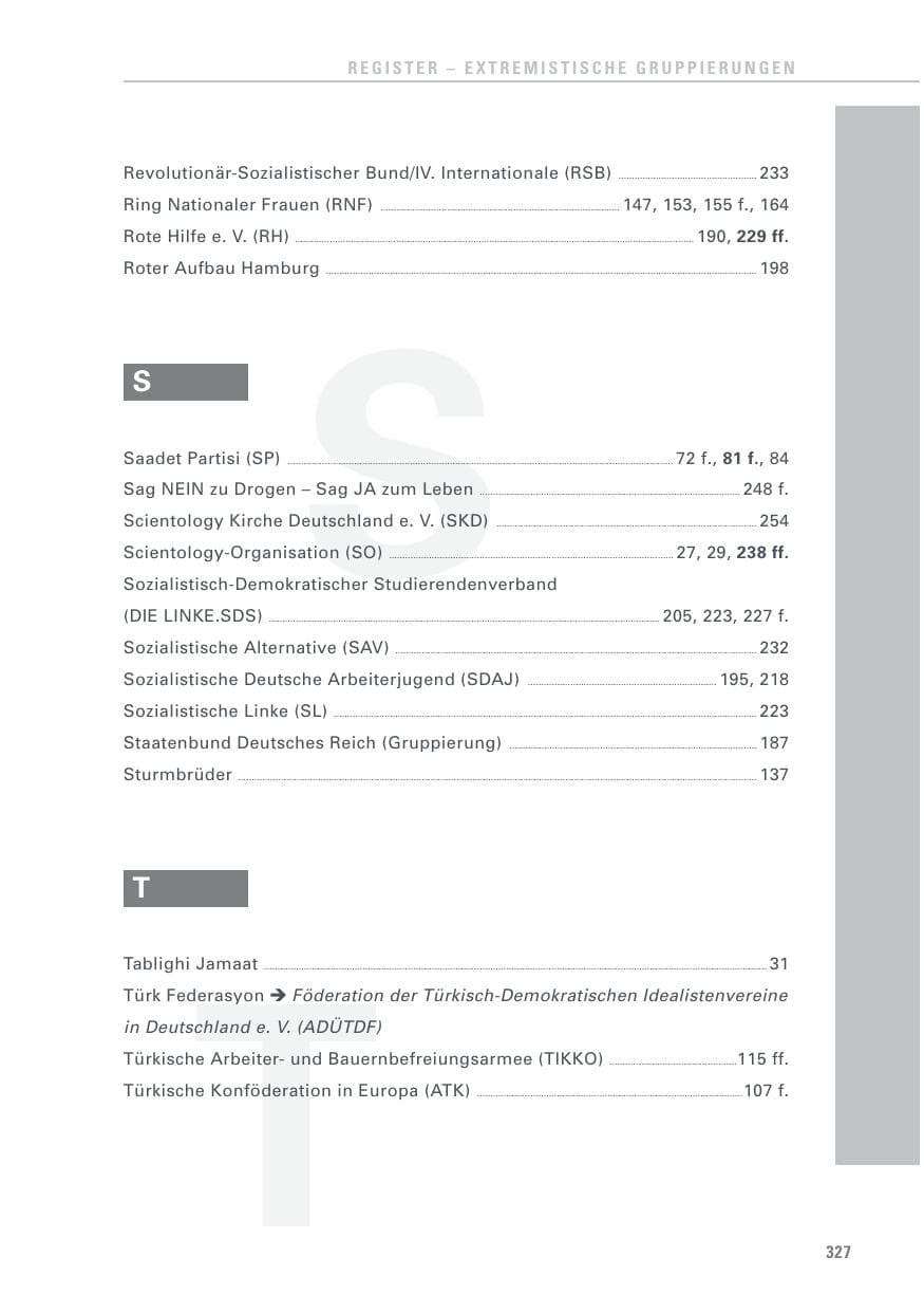 Seite 327 des Verfassungsschutzbericht 2017 Baden-Württemberg