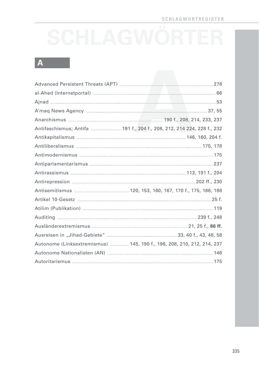 Seite 335 des Verfassungsschutzbericht 2017 Baden-Württemberg