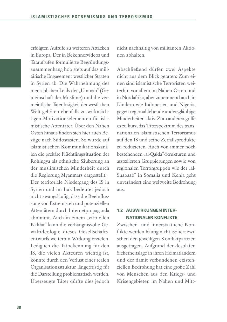 Seite 38 des Verfassungsschutzbericht 2017 Baden-Württemberg