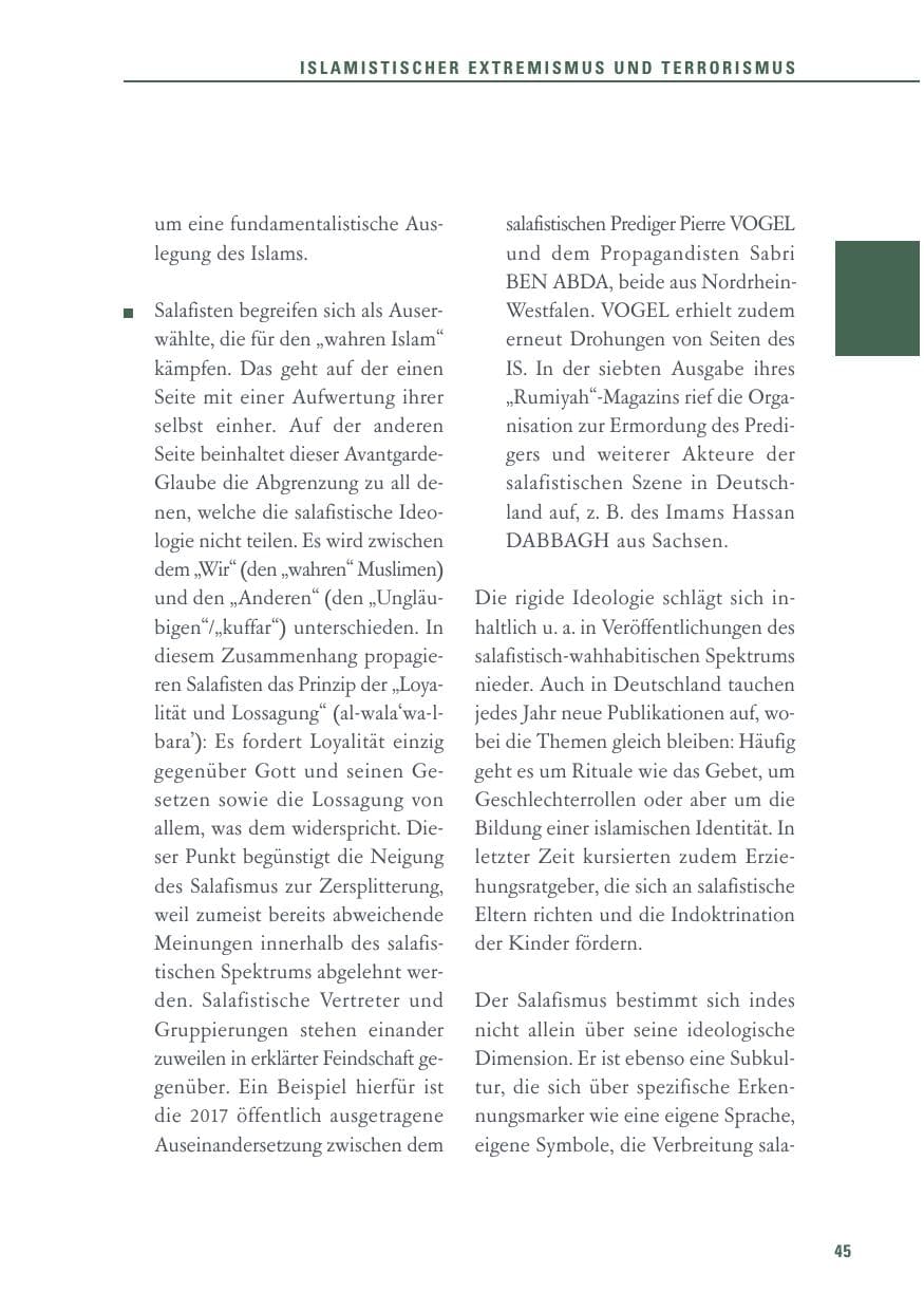 Seite 45 des Verfassungsschutzbericht 2017 Baden-Württemberg