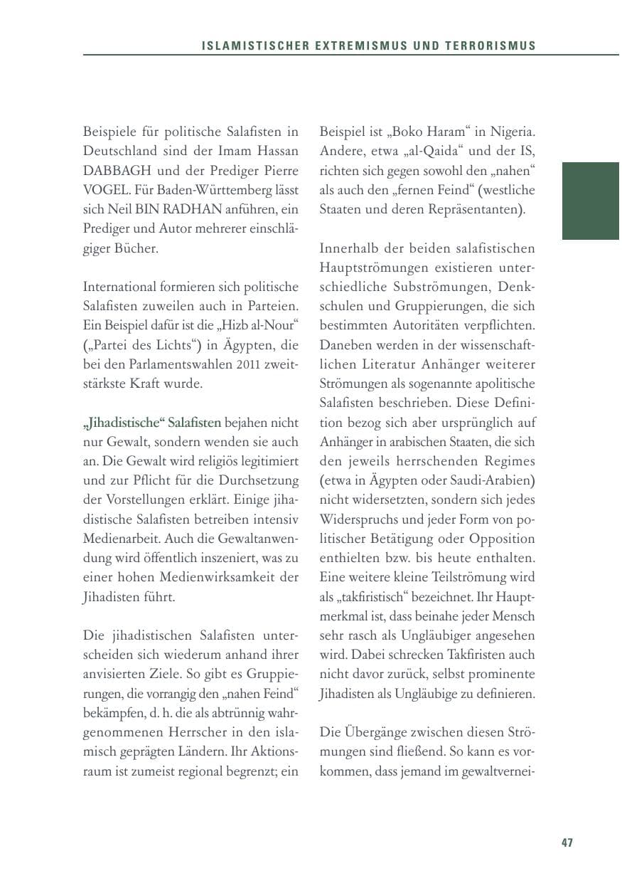 Seite 47 des Verfassungsschutzbericht 2017 Baden-Württemberg