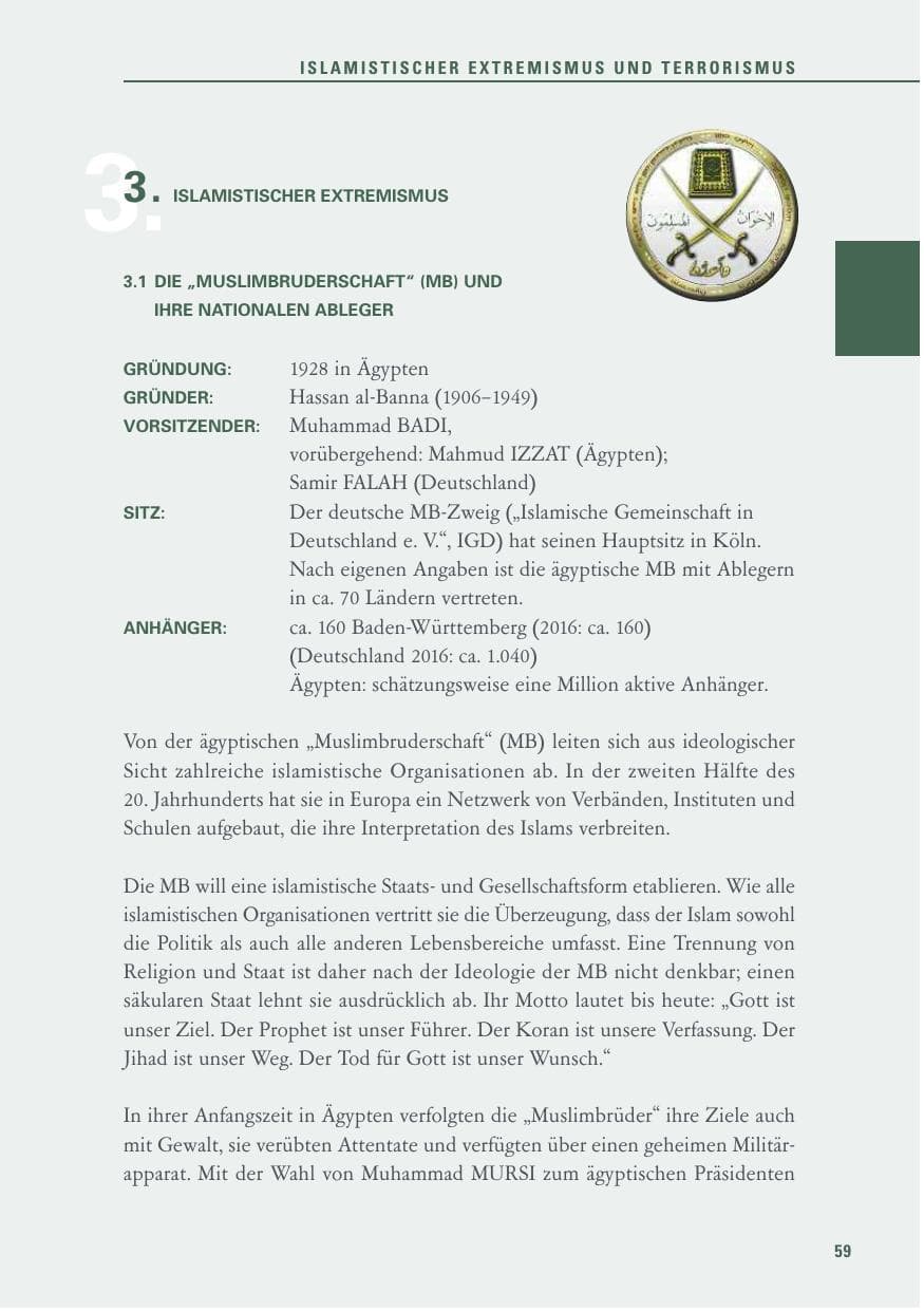 Seite 59 des Verfassungsschutzbericht 2017 Baden-Württemberg
