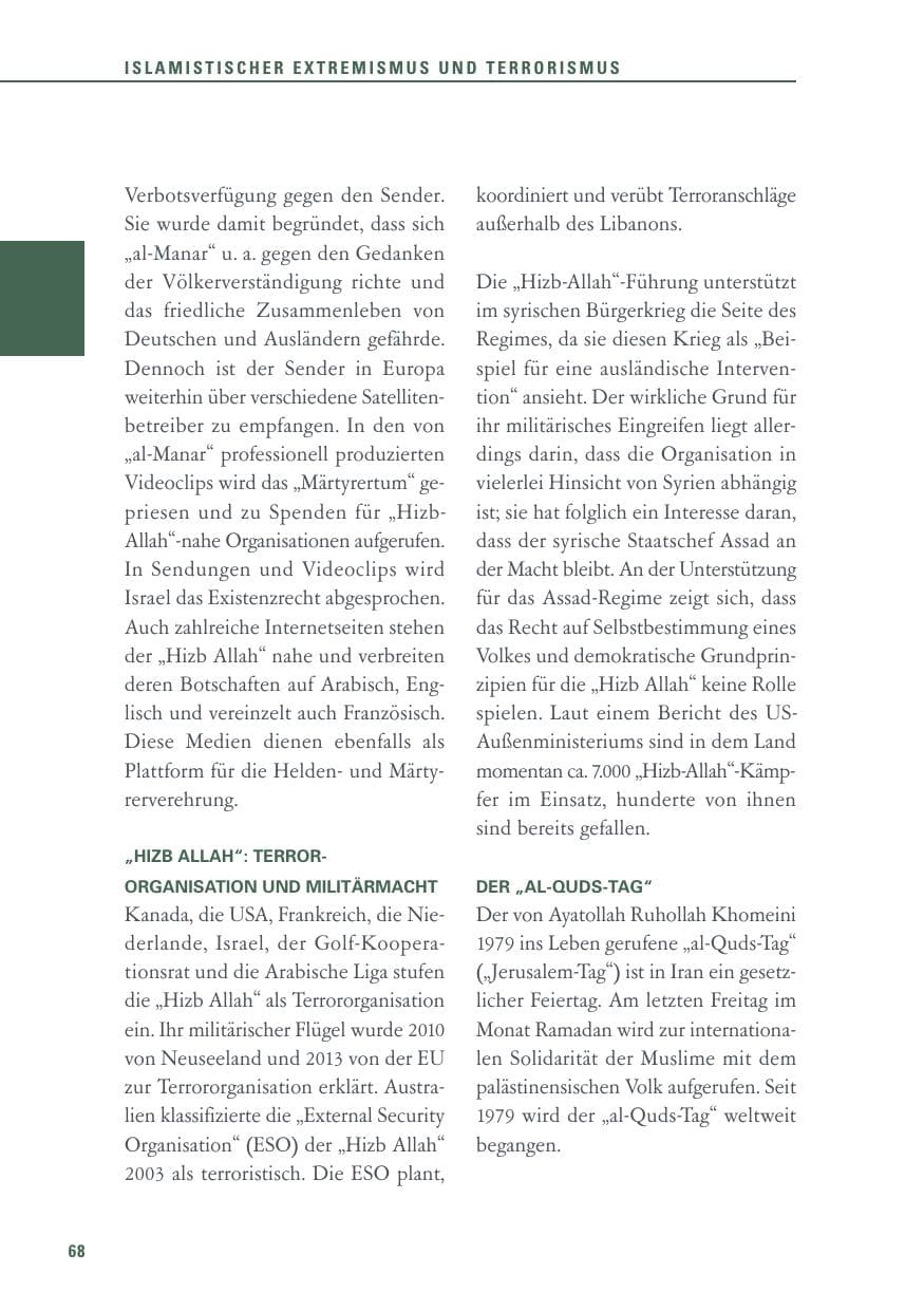 Seite 68 des Verfassungsschutzbericht 2017 Baden-Württemberg