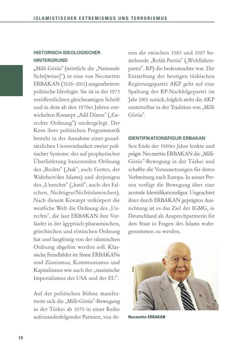 Seite 74 des Verfassungsschutzbericht 2017 Baden-Württemberg