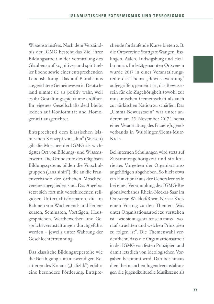 Seite 77 des Verfassungsschutzbericht 2017 Baden-Württemberg