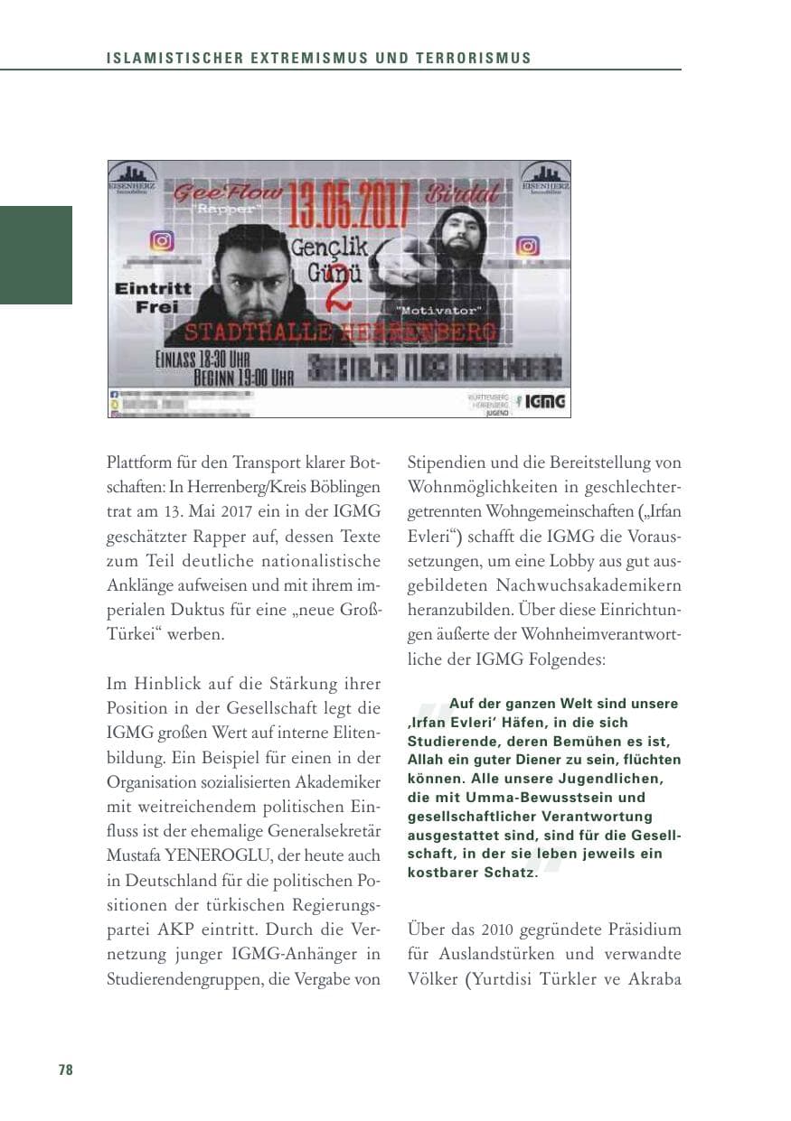 Seite 78 des Verfassungsschutzbericht 2017 Baden-Württemberg