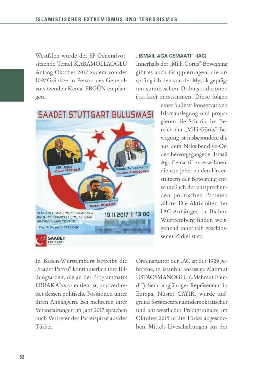 Seite 82 des Verfassungsschutzbericht 2017 Baden-Württemberg