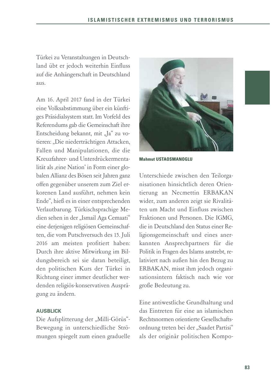Seite 83 des Verfassungsschutzbericht 2017 Baden-Württemberg