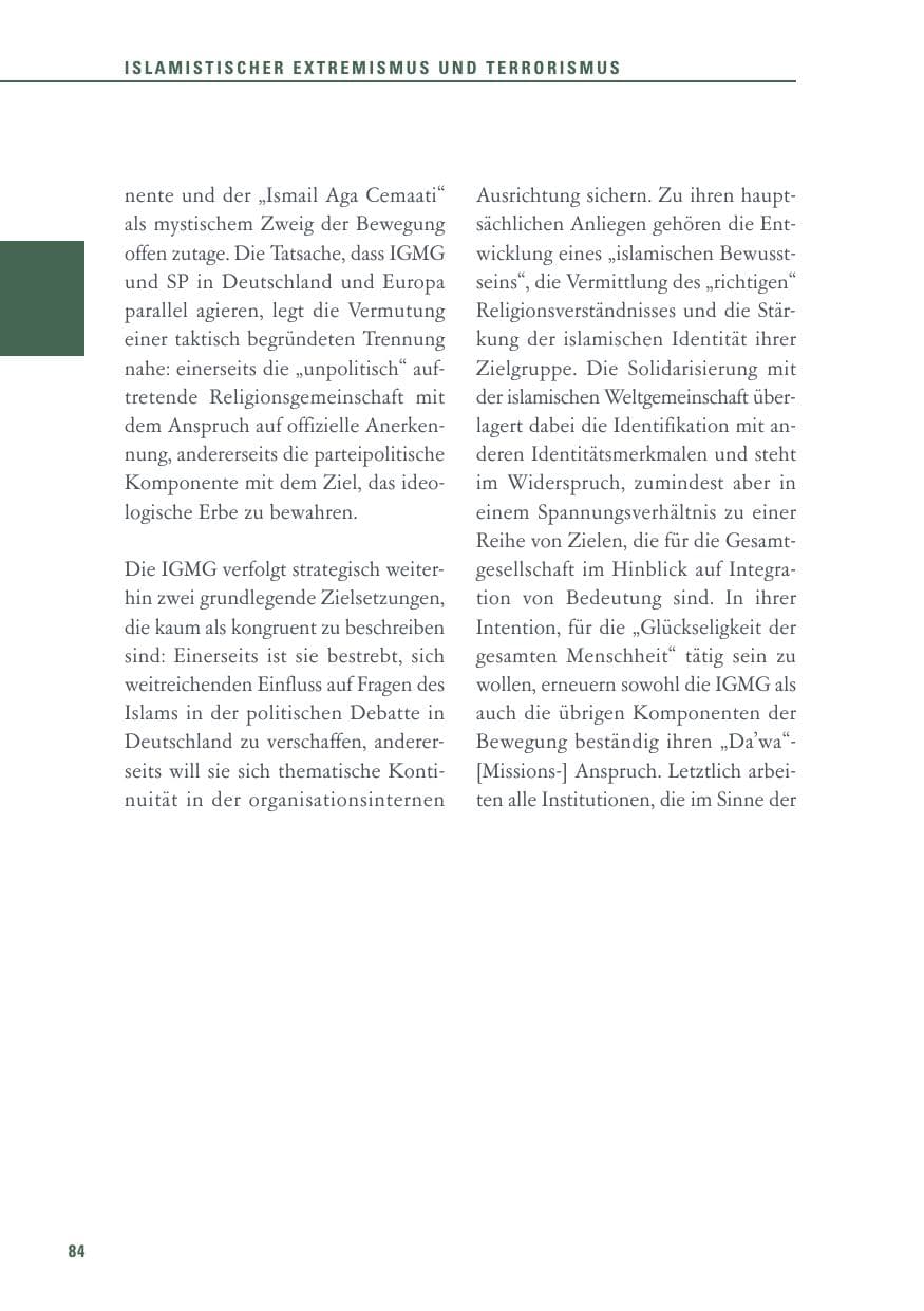 Seite 84 des Verfassungsschutzbericht 2017 Baden-Württemberg