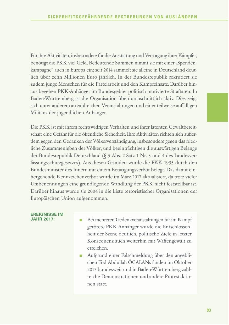 Seite 93 des Verfassungsschutzbericht 2017 Baden-Württemberg