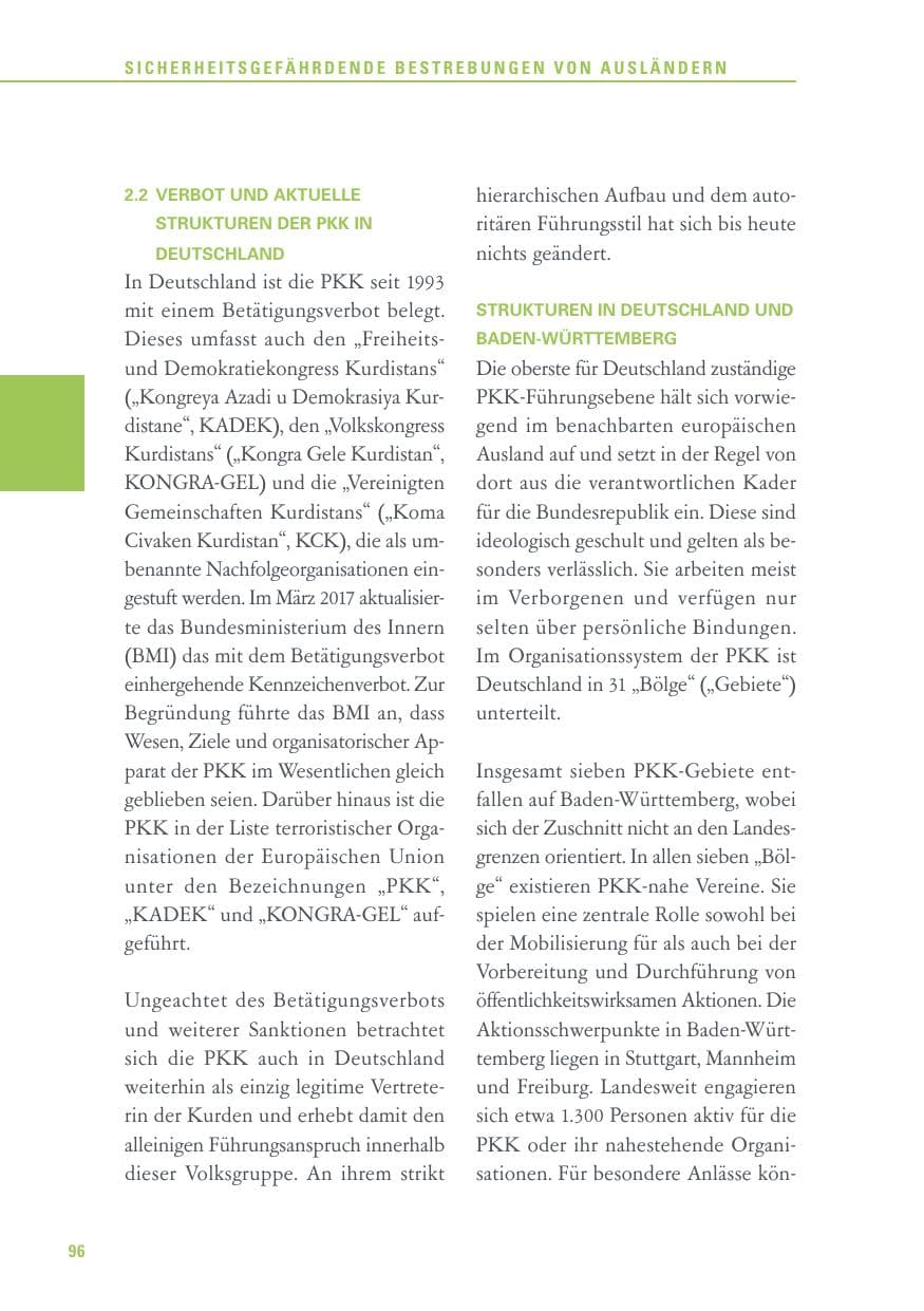 Seite 96 des Verfassungsschutzbericht 2017 Baden-Württemberg
