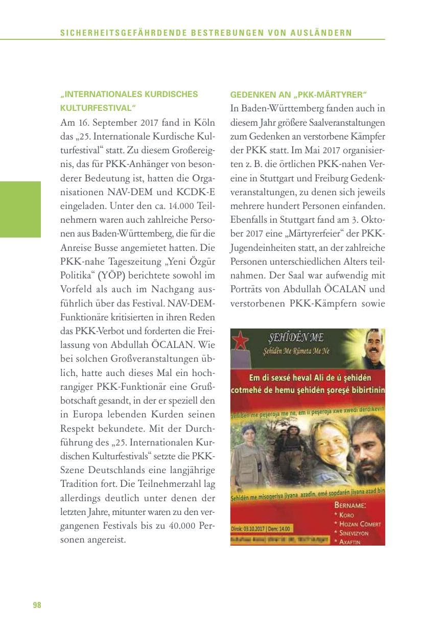 Seite 98 des Verfassungsschutzbericht 2017 Baden-Württemberg