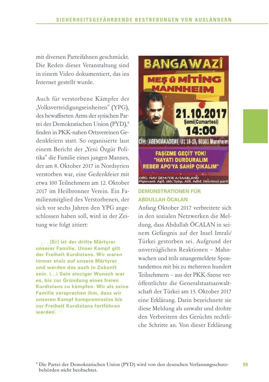 Seite 99 des Verfassungsschutzbericht 2017 Baden-Württemberg