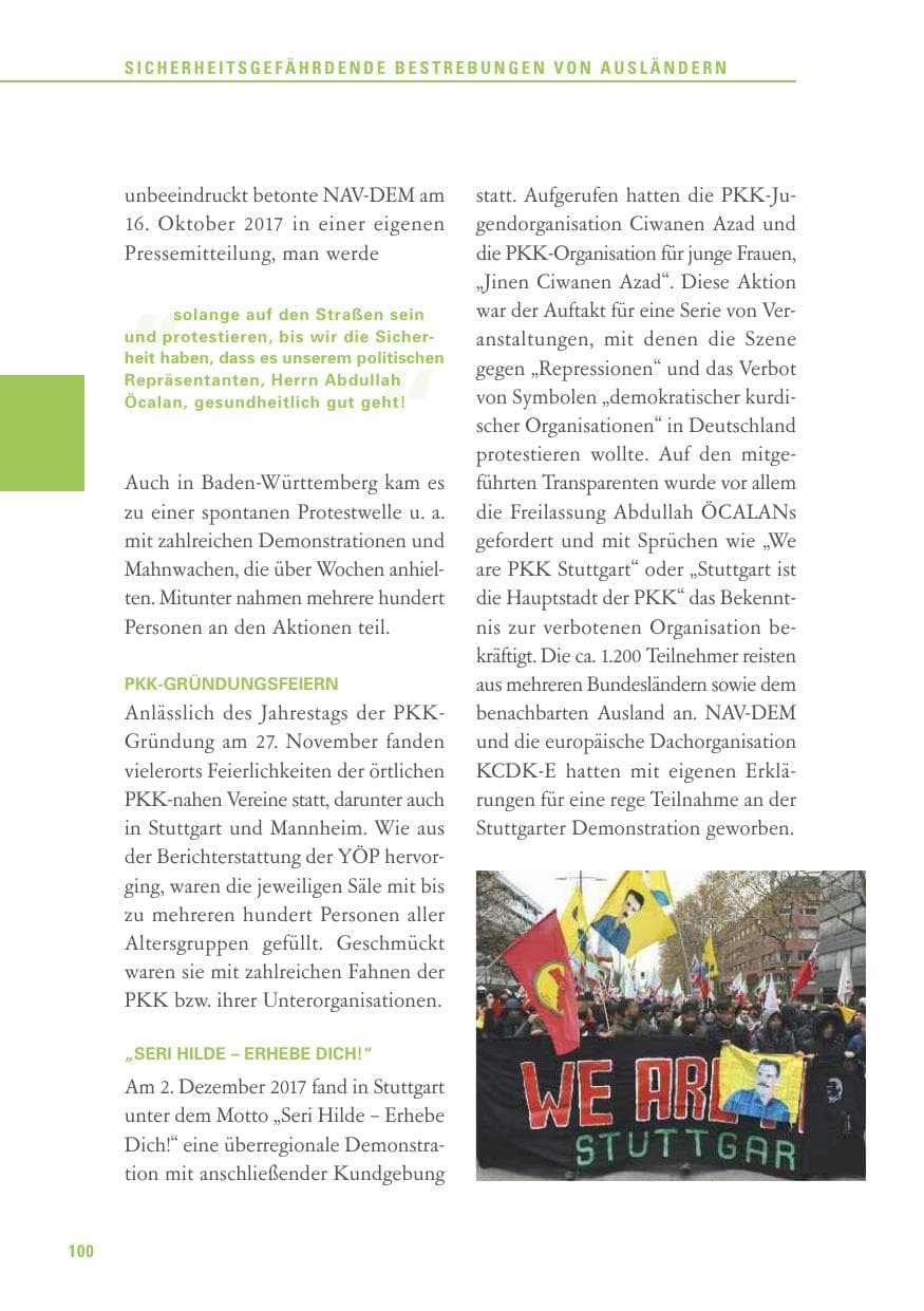 Seite 100 des Verfassungsschutzbericht 2017 Baden-Württemberg
