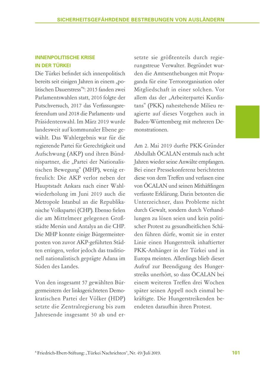Seite 101 des Verfassungsschutzbericht 2019 Baden-Württemberg
