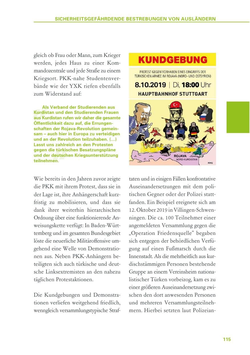 Seite 115 des Verfassungsschutzbericht 2019 Baden-Württemberg