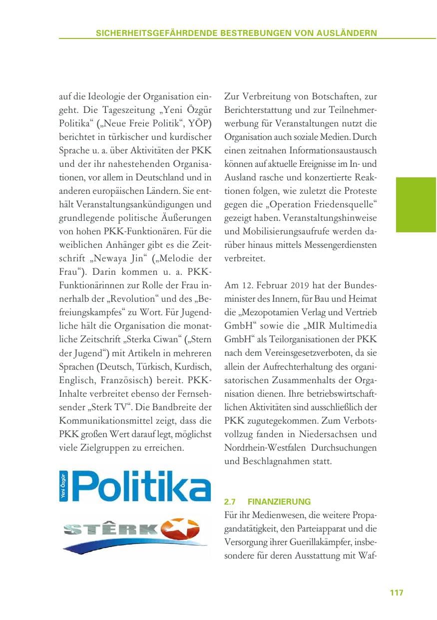 Seite 117 des Verfassungsschutzbericht 2019 Baden-Württemberg