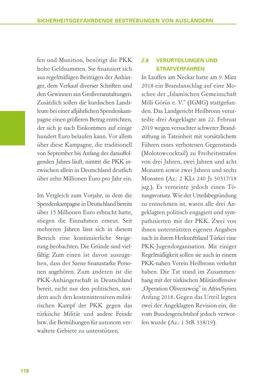 Seite 118 des Verfassungsschutzbericht 2019 Baden-Württemberg