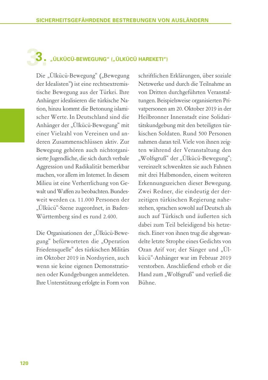 Seite 120 des Verfassungsschutzbericht 2019 Baden-Württemberg