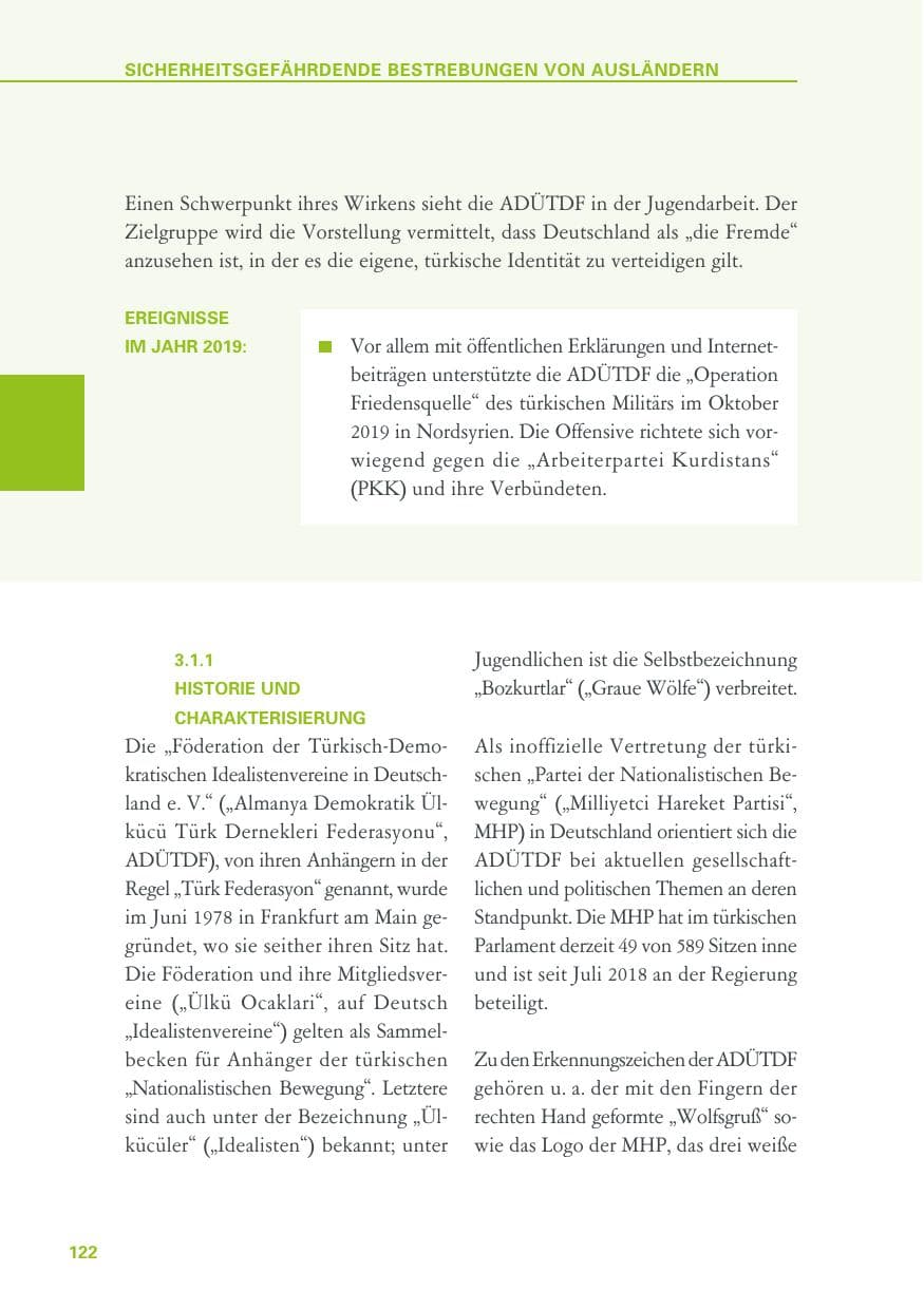 Seite 122 des Verfassungsschutzbericht 2019 Baden-Württemberg