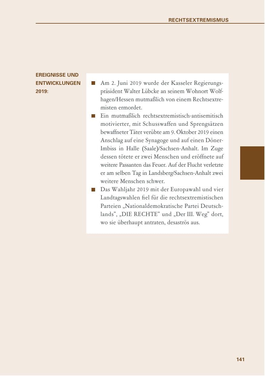 Seite 141 des Verfassungsschutzbericht 2019 Baden-Württemberg